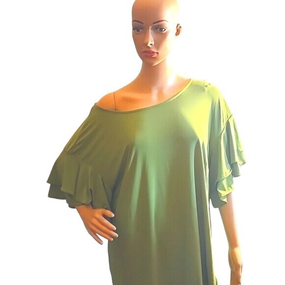 Vince Camuto Green Ruffle Sleeve Tunic - Picture 1 of 10